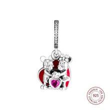 CKK Аутентичное Стерлинговое Серебро Шарм Подходит Pandora браслет 925 Серебряный Минни и Микки с любовью Мотаться бусины для изготовления ювелирных изделий