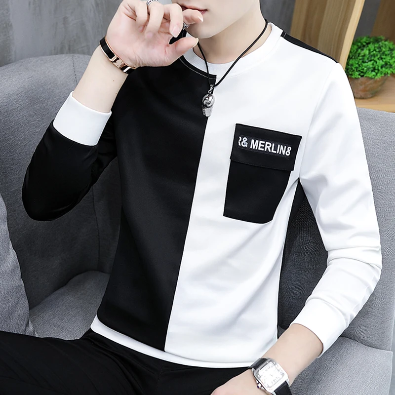 

2019 Spring and Autumn season new male long sleeve personality trend clothes Korean version of clothing