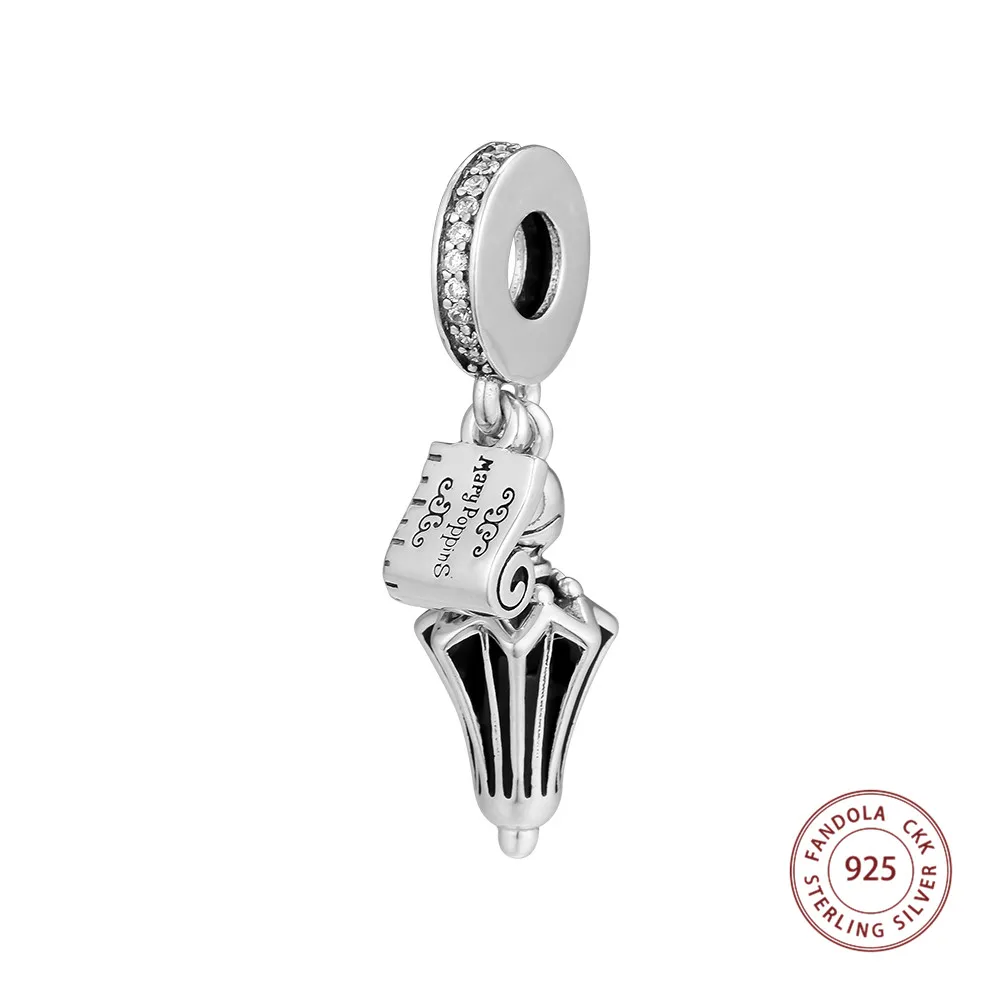 

100% Real 925 Sterling Silver Mary Poppins's Umbrella Dangle Charm Bead Fits Original Brand Bracelet Charms Jewelry Making