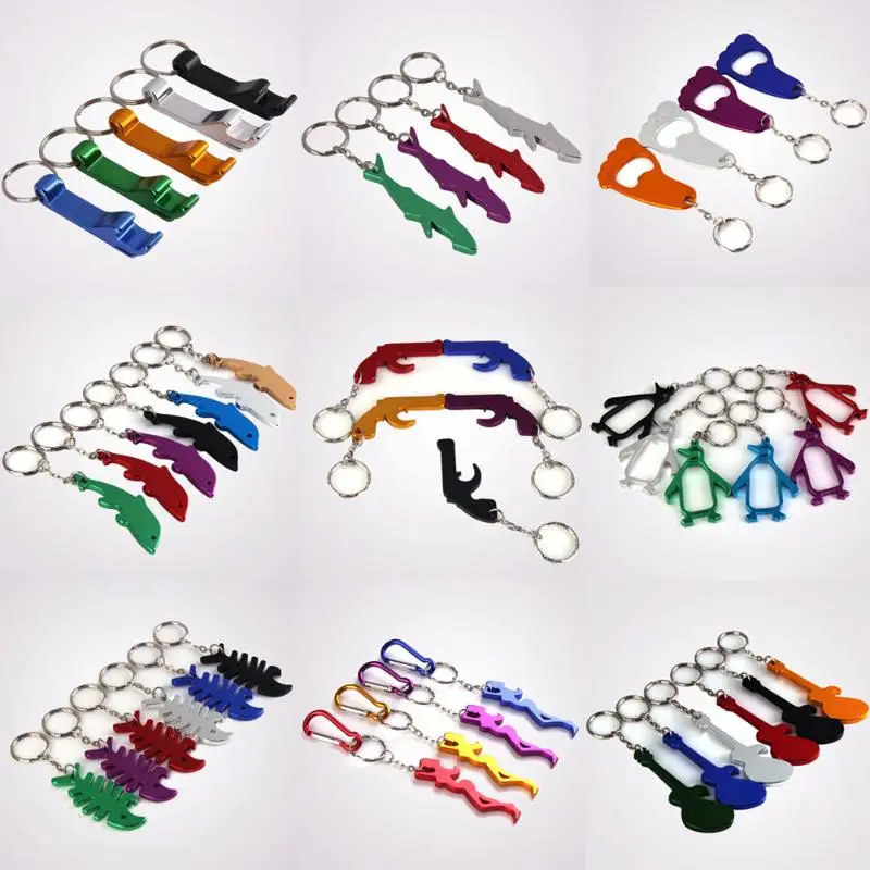 

9 Styles Creative Multiple Animal Guitar Shaped Opener Aluminium Alloy Foot Bottle Opener Keychains