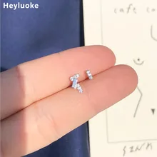 Модные ювелирные изделия, 925 пробы, серебряные серьги, вшитые Cz Асимметричные прямоугольные серьги для женщин, аксессуары, горячее предложение