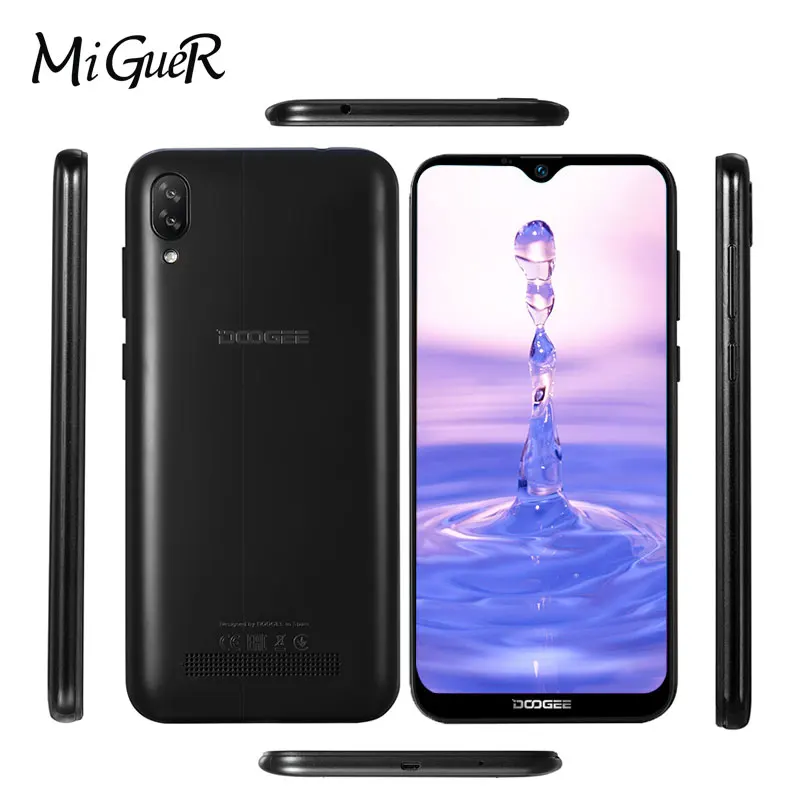 DOOGEE Y8c Android 8,1, 6,1 дюймов, 19:9, дроп LTPS экран, смартфон MTK6580, 1 ГБ ОЗУ, 16 Гб ПЗУ, 3400 мАч, две sim-карты, 8 Мп+ 5 МП, WCDMA