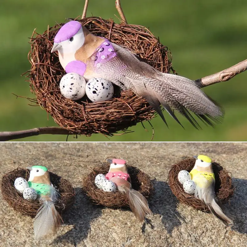 Artificial Birds Nest Easter Simulation Eggs Model Micro Fairy Round Garden Decoration Miniature Figurine Toys DIY Accessories | Дом и сад