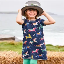 Летние платья для маленьких девочек хлопковый Детский костюм детские платья принцессы с короткими рукавами для девочек г. Платья для девочек с принтом животных