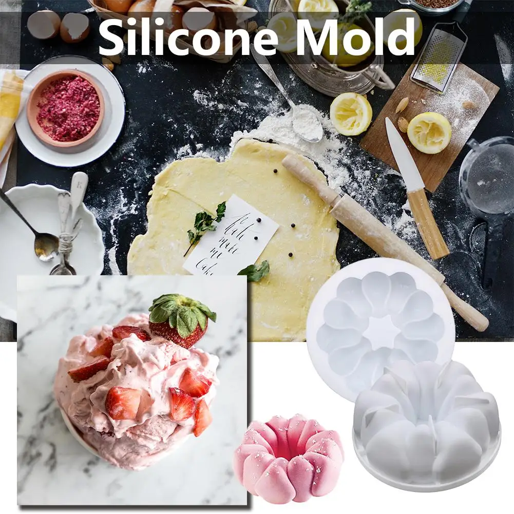 DIY Silicone Mould Rock Flower Mousse Cake Home Kitchen Baking Supplies Chocolate Decorating Tools | Дом и сад