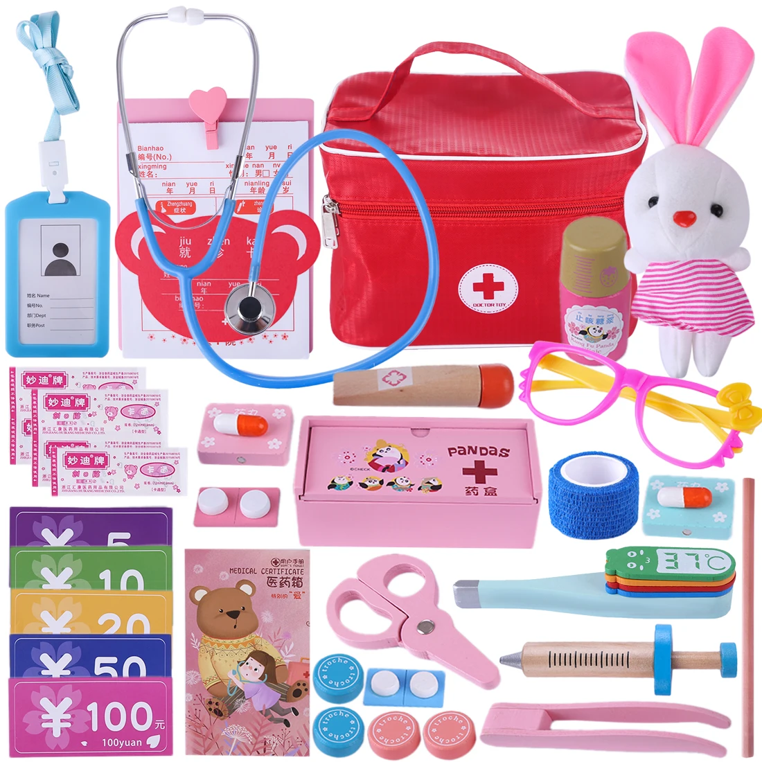 

Rowsfire 1 Set Children Doctor Pretend Play Toys Wooden Simulation Doctor Suitcase DIY Science Teaching Test Kit - Doctor