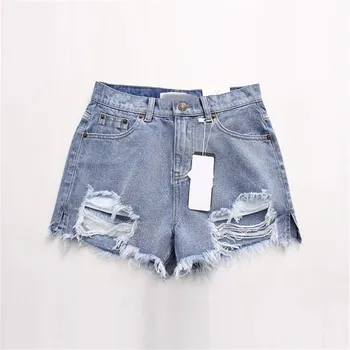 

Vintage Female New 2018 Washed Denim Shorts Women Ripped Denim Shorts Sexy Pocket Basic Jeans Boyfriend Hip Hole Shorts