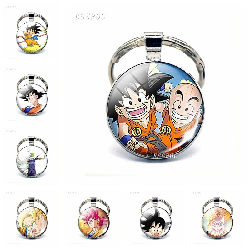 

Anime Dragon Ball Pendant Glass Cabochon Keychain Vegeta Super Saiyan God Goku Gohan Trunks Manga Cosplay Keyring Key Chain Gift