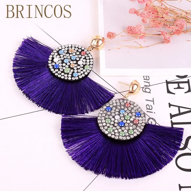 

2019 new tassel earrings pendant bohemian crystal handmade women's large pearl statement luxury long earrings jewelry geometry