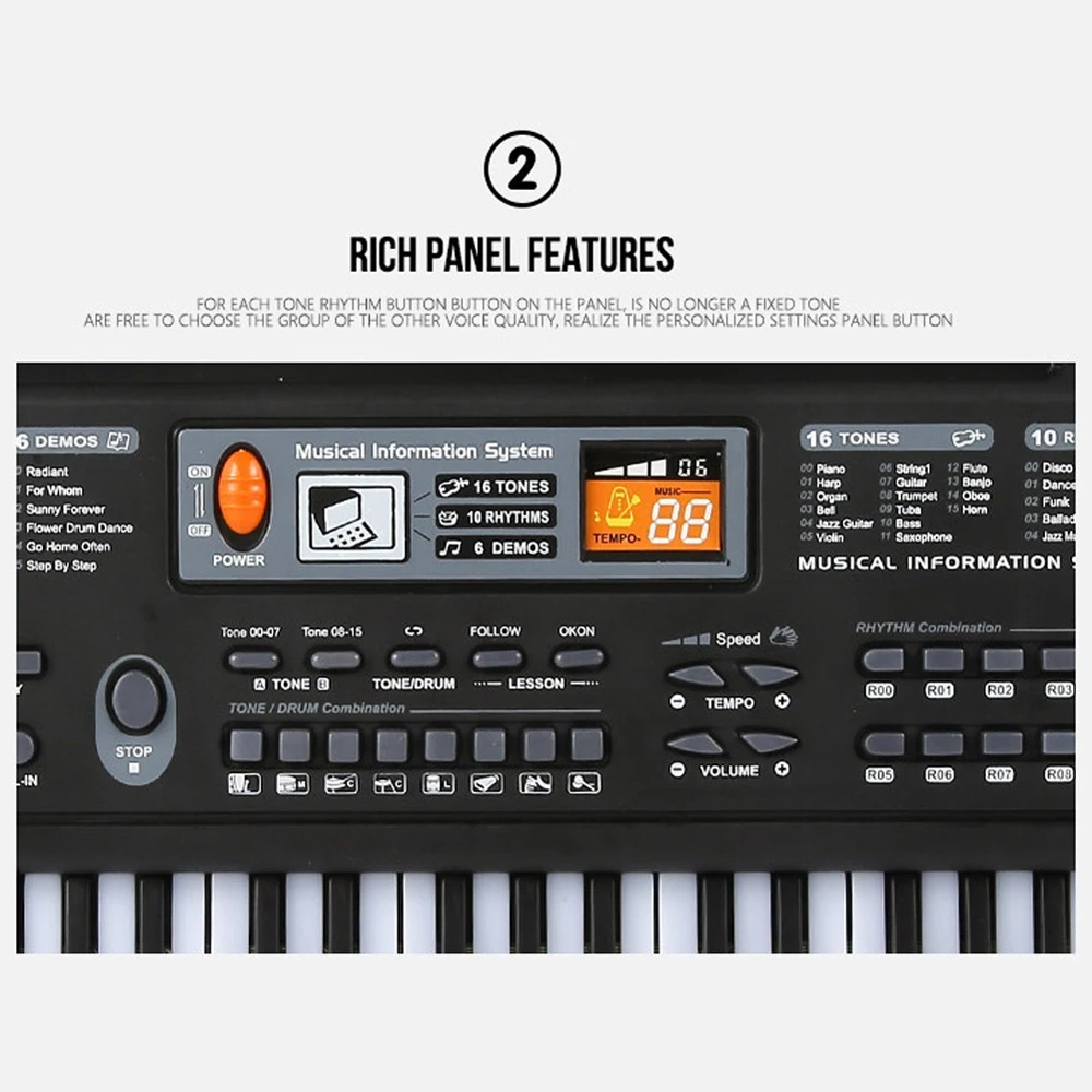 61 клавиша Черная Цифровая музыка электронная клавиатура клавишная доска электрическое пианино детский подарок музыкальный инструмент