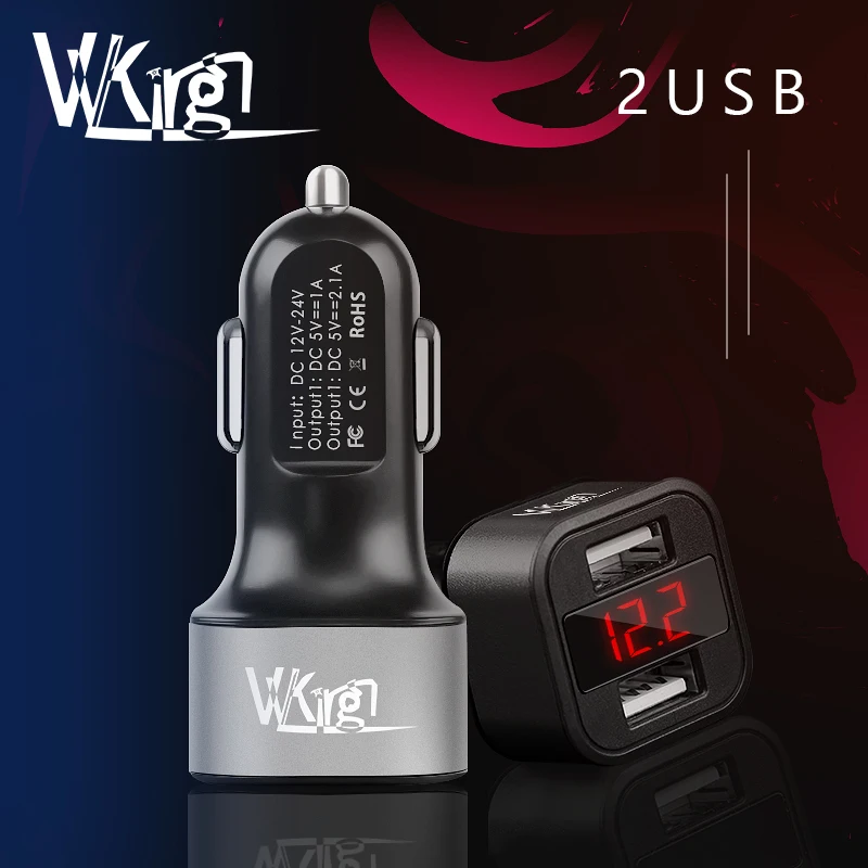 

VVKing Brand Dual USB Car Charger Digital Display For IPhone X Xr XS Max 6 7 8 Plus Huawei Samsung Xiaomi Phone 2 Port Charger