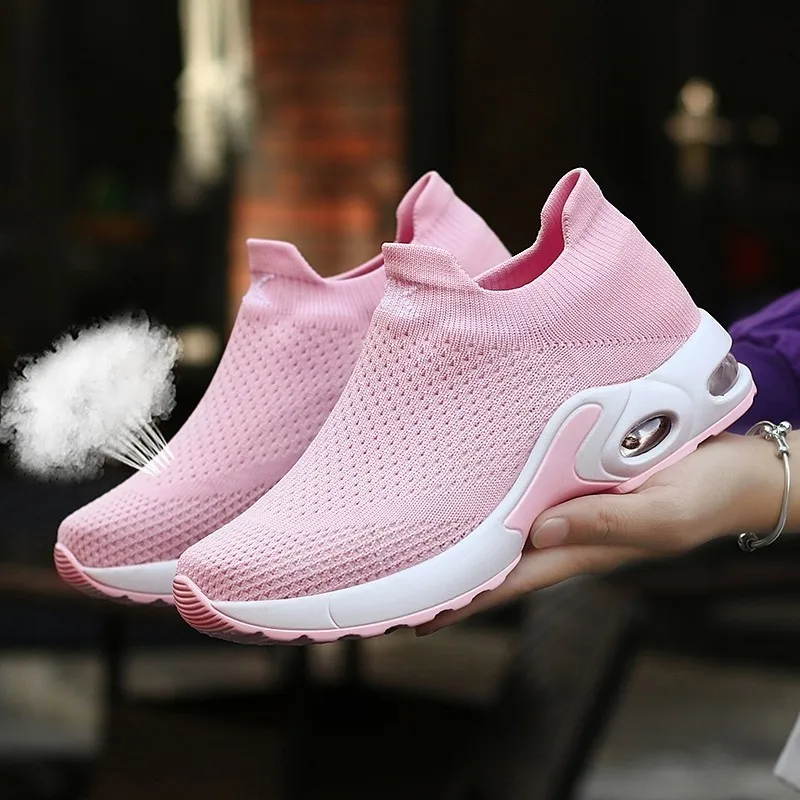 

Women Sneakers Casual Slip On Platform Sneakers For Women Black Breathable Mesh Sock Shoes Basket Femme Shoes Zapatos De Mujer