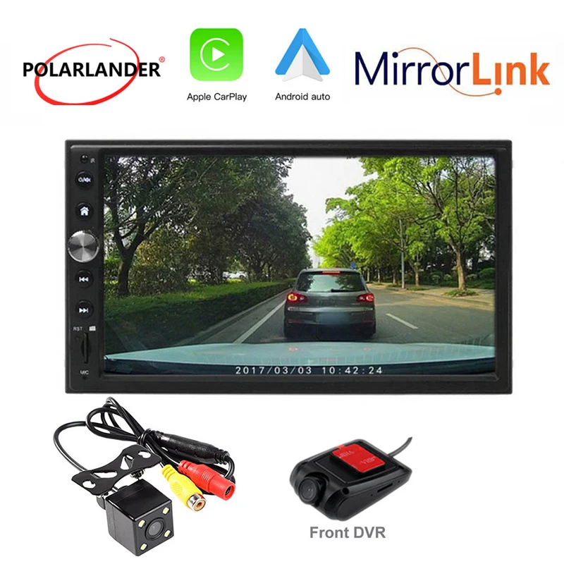 

7'' 2 DIN Car Radio Autoradio Car Stereo Mirror link For Iphone Carplay & Android Touch Screen Bluetooth MP5 GPS Navi FM