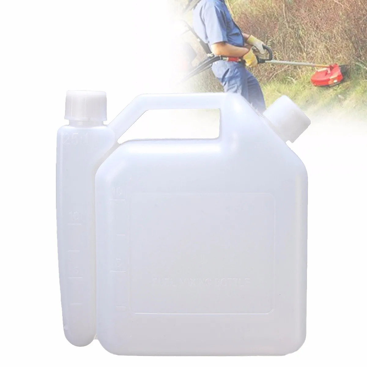 1 Litre 2 Stroke Oil Petrol Fuel Mixing Bottle Tank For Chainsaw Trimmers 1:25 Plastic Fuel Tanks White 15.5x7.3x16.3cm