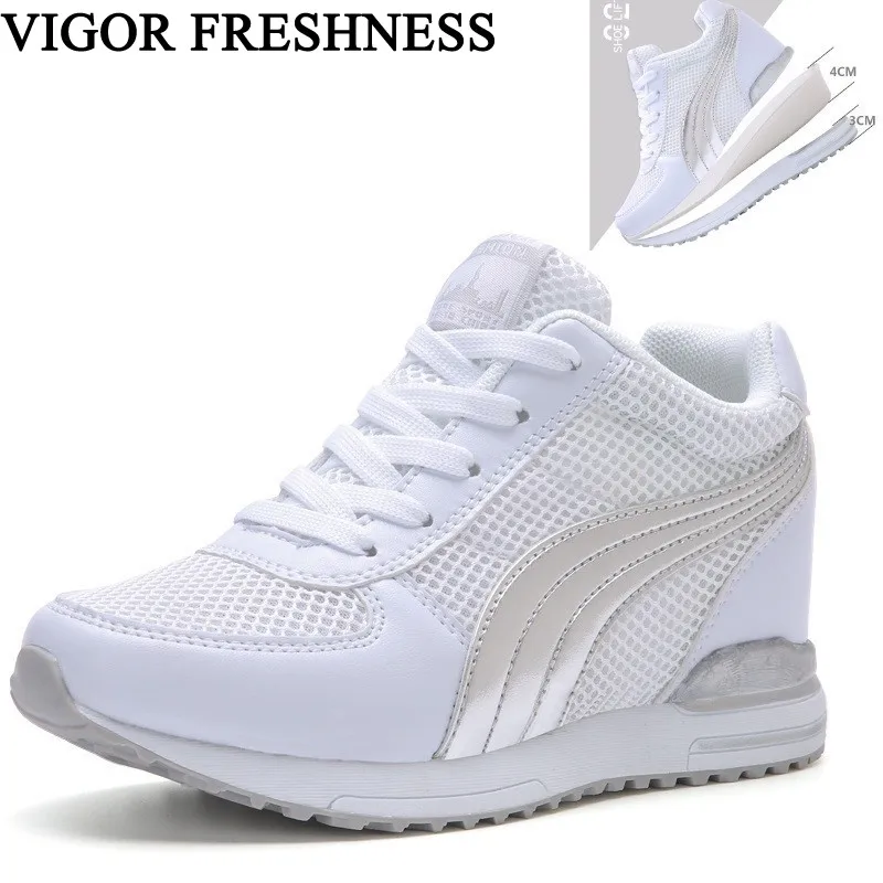 

VIGOR FRESHNESS Woman Shoes Platform Sneakers Increase Internal Heels Woman Spring Sneakers Ladies Autumn Mesh Shoes Summer S82