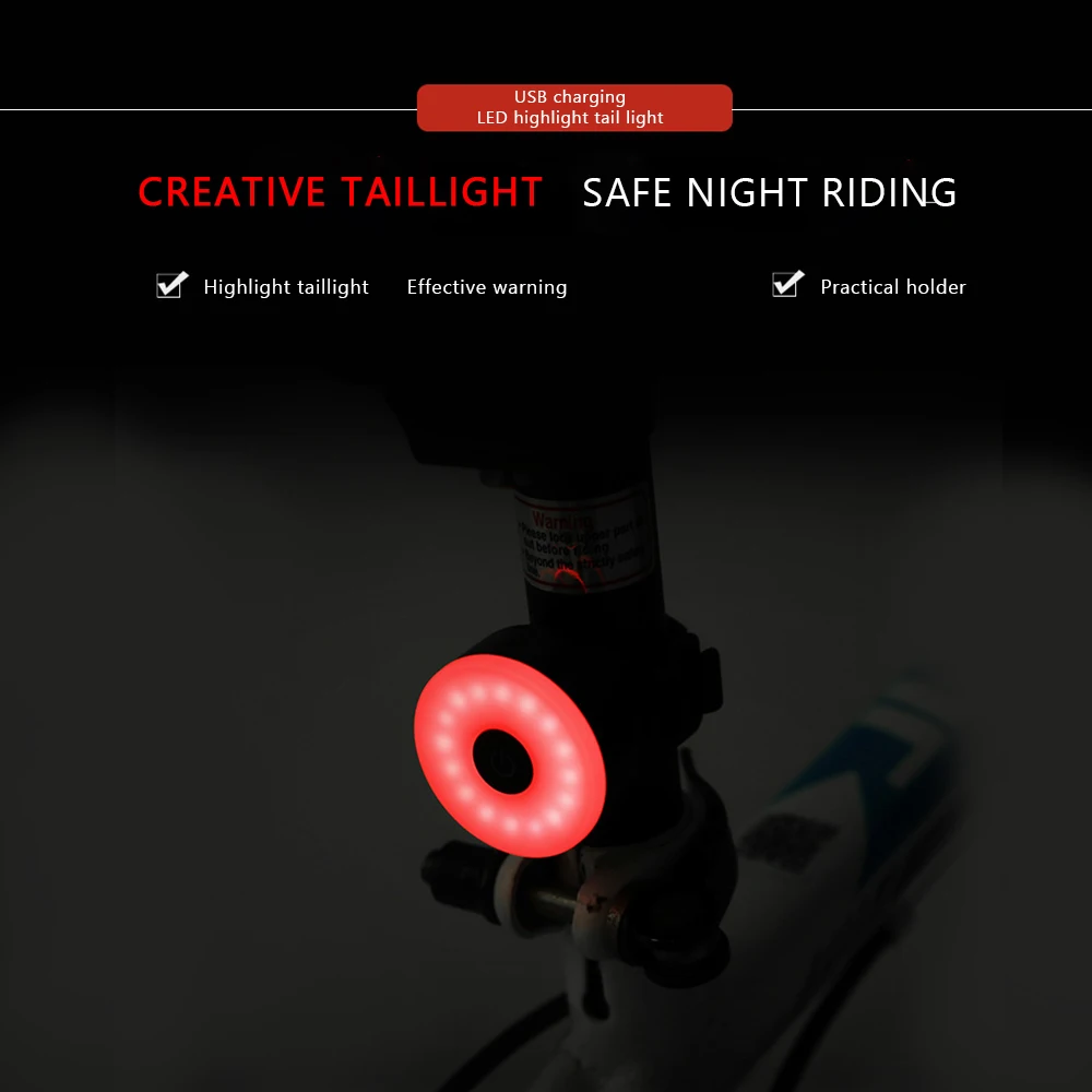 

Bicycle Tail Light Bike Rear Light Taillight USB Rechargeable Flashlight Safety Warning Lights Cycling Accessory Bicycle Lights