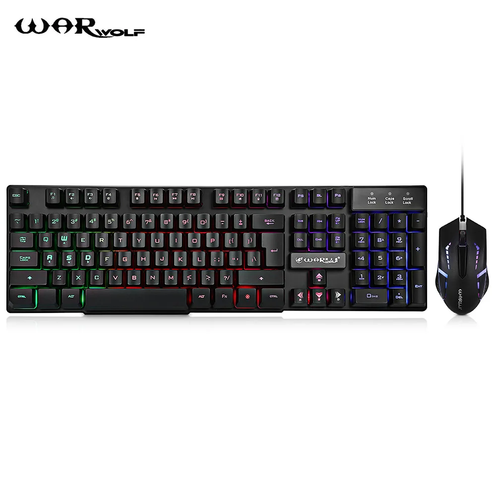 Warwolf KM 001 Проводная мембранная клавиатура мышь костюм светодиодный подсветка 104