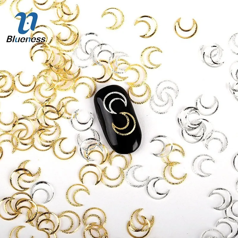 Blueness 3D золотые серебряные полые лунные украшения для дизайна ногтей Подвески DIY