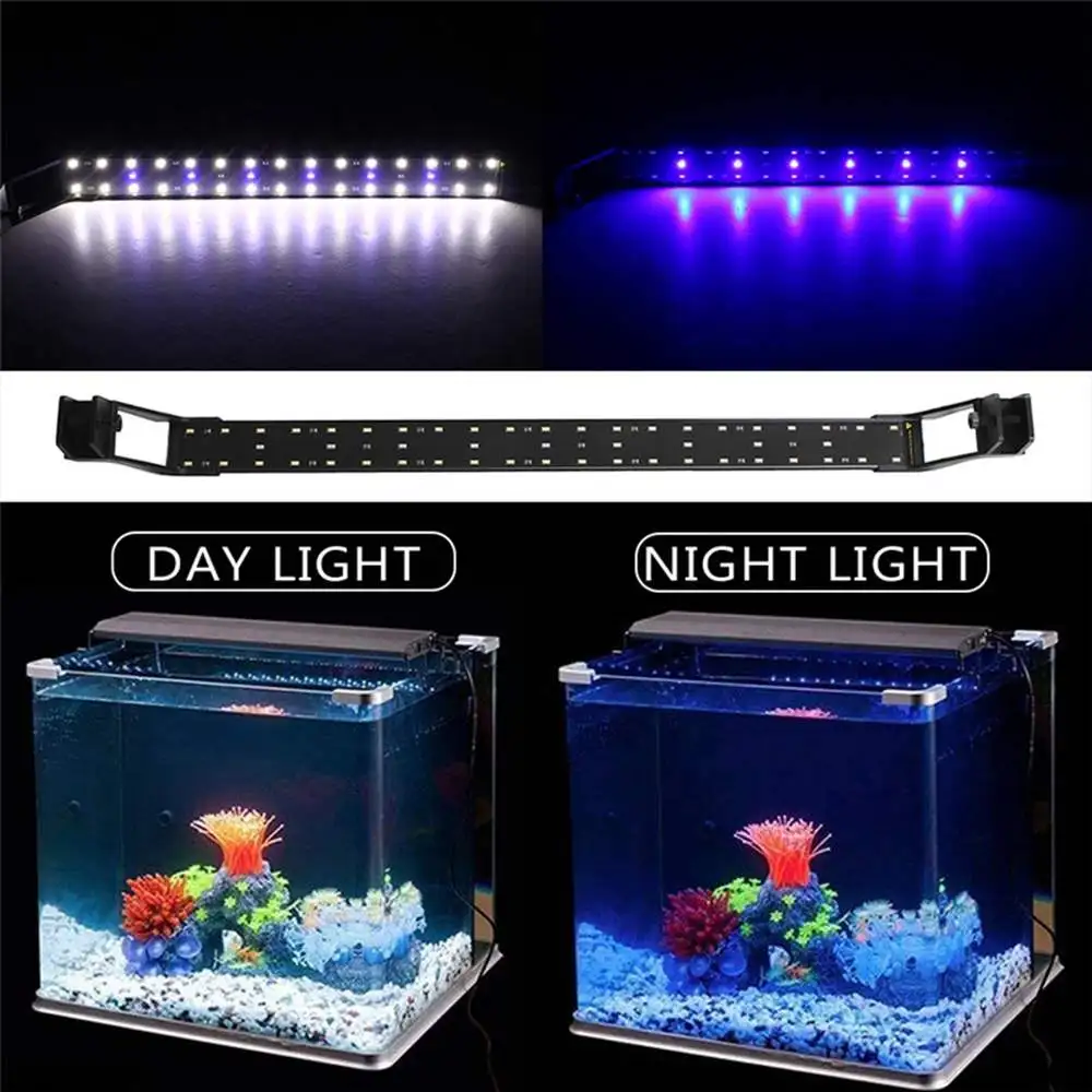 

Super Slim LEDs Aquarium Lighting Aquatic Plant Light Tank 73-83CM Extensible Waterproof Clip on Lamp For Fish Tank US/EU Plug