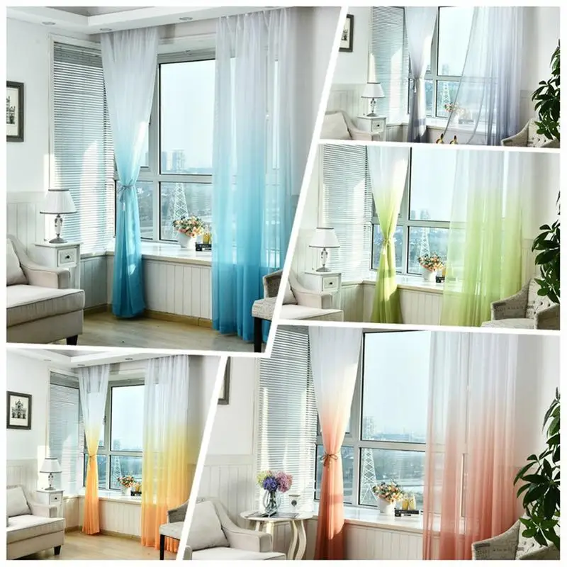 

Gradient Colorful Tulle Curtains Modern Curtains For Living Room Transparent Tulle Curtains Window Drapes Sheer For The Bedroom