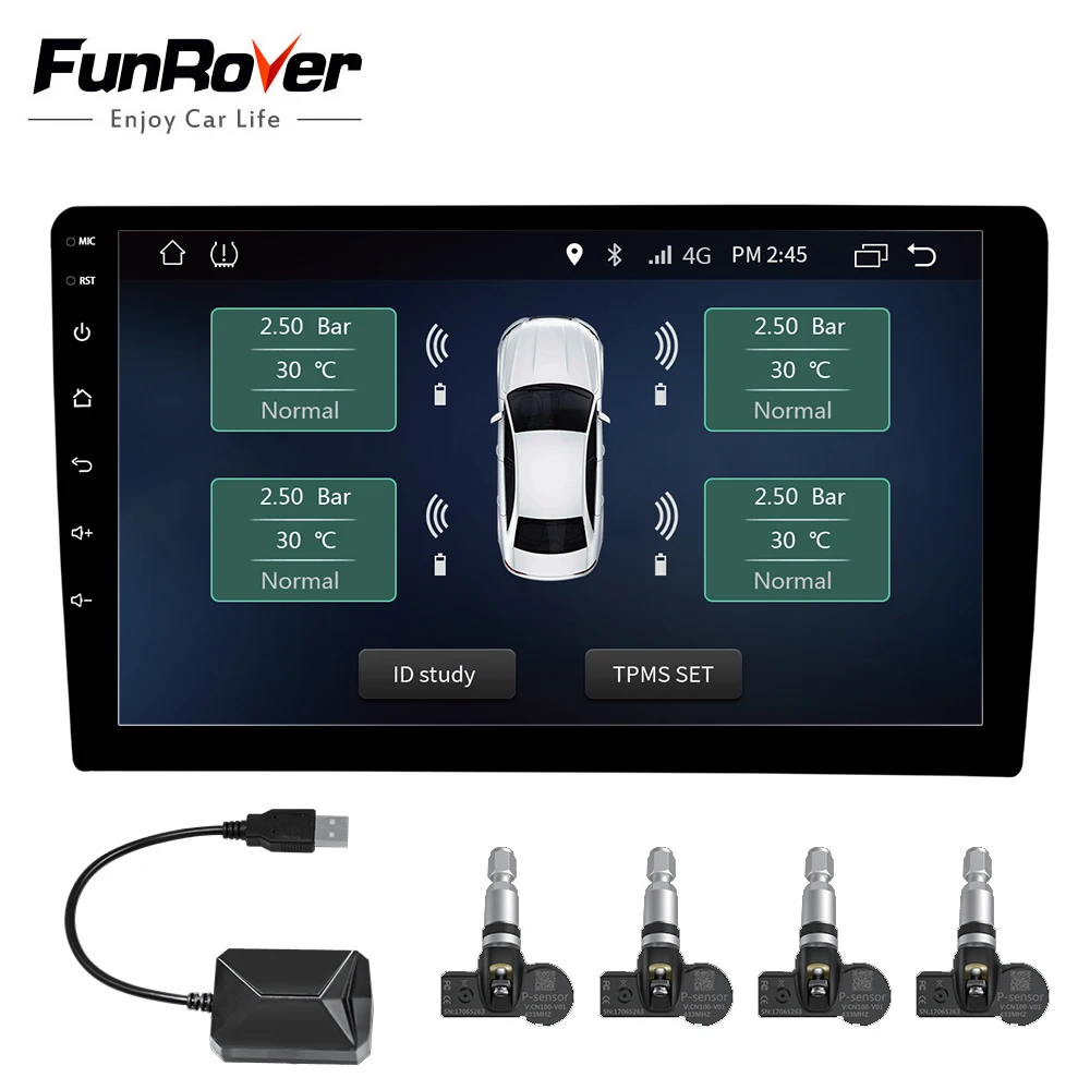 

Car TPMS Android Tire Pressure Monitoring System with 4 Internal Sensors for OS DVD Player Tyre Auto Security Alarm Systems USB