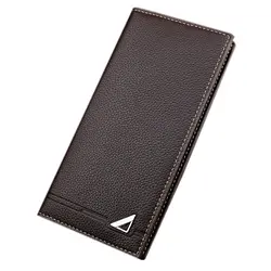 Tri-Fold сплошной цвет мужские кошельки классический длинный стиль держатель для карт мужской кошелек качество большой емкости Роскошный