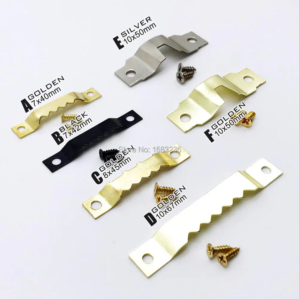 RETYLY 100 Conjuntos Colgadores De Marco De Imagen De Diente De Sierra Dorado Colgante Foto Pintura Al /óleo Espejos Ganchos Hardware con Tornillos Ganchos para Dientes De Sierra