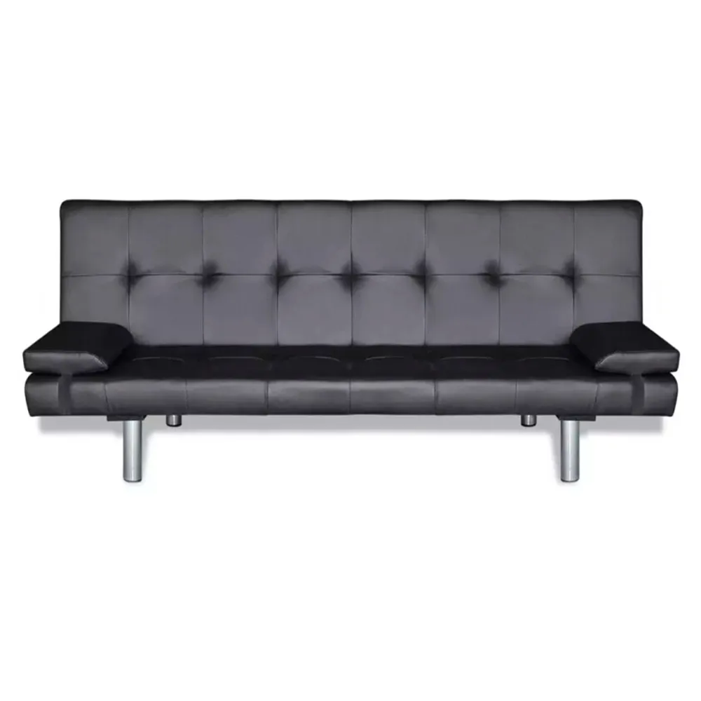 vidaXL Adjustable Sofa Bed with 2 Pillows Synthetic Leather Modern Design Sofa Bed Furniture Living Room Reclining Folding Sofa