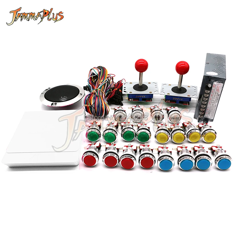 

JAMMA Arcade Joystick DIY KIT BOX 9 1660 in 1 game board Zippy joystick Chrome plated push button Wire harness power supply