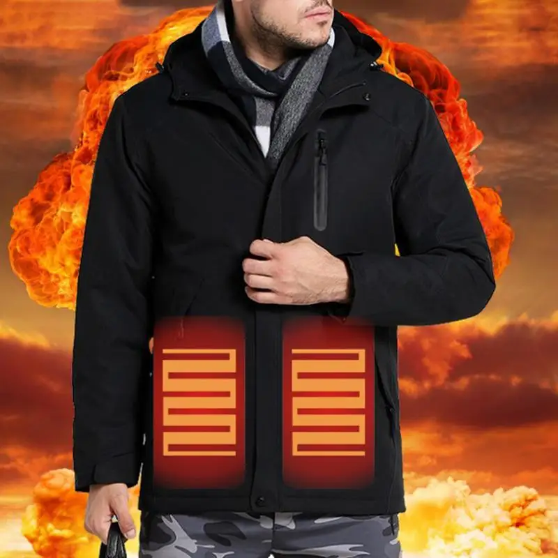 

Smart USB Warm Charging Electric Heated Long Jacket for Men Women Coat Outdoor Clothing Windproof Cotton Winter Mountaineering