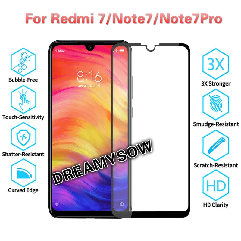 

Full Cover Tempered Glass For Xiaomi Redmi Note 7 6 5 Pro Glass Case Cover Redmi 7 GO 6A 6 Note 4X 5A Pro Screen Protector Film