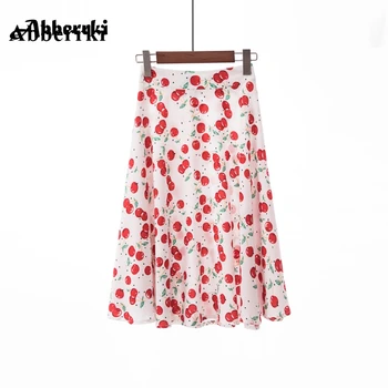 

Fashion Knee Length Print Floral Pleated Skirt Summer Korean Style Women Skirts Harajuku Faldas Mujer Boho Casual Jupe Femme