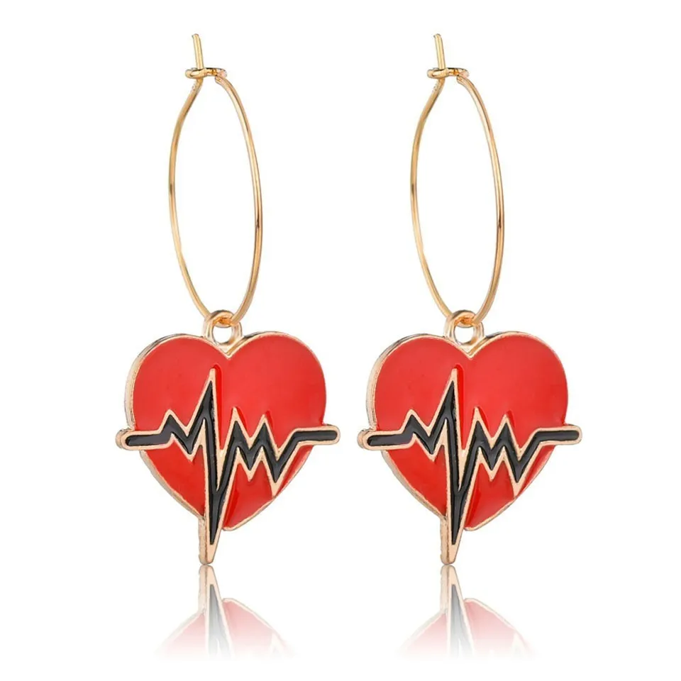 Женские серьги-капельки с красным сердцем ECG модные ювелирные изделия ручной