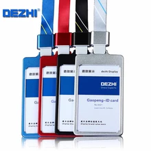 DEZHI глянцевый Бизнес ID держатель для карт с 1,5 см шейный ремень, металлический чехол для визиток с ремешком, индивидуальный логотип держатель