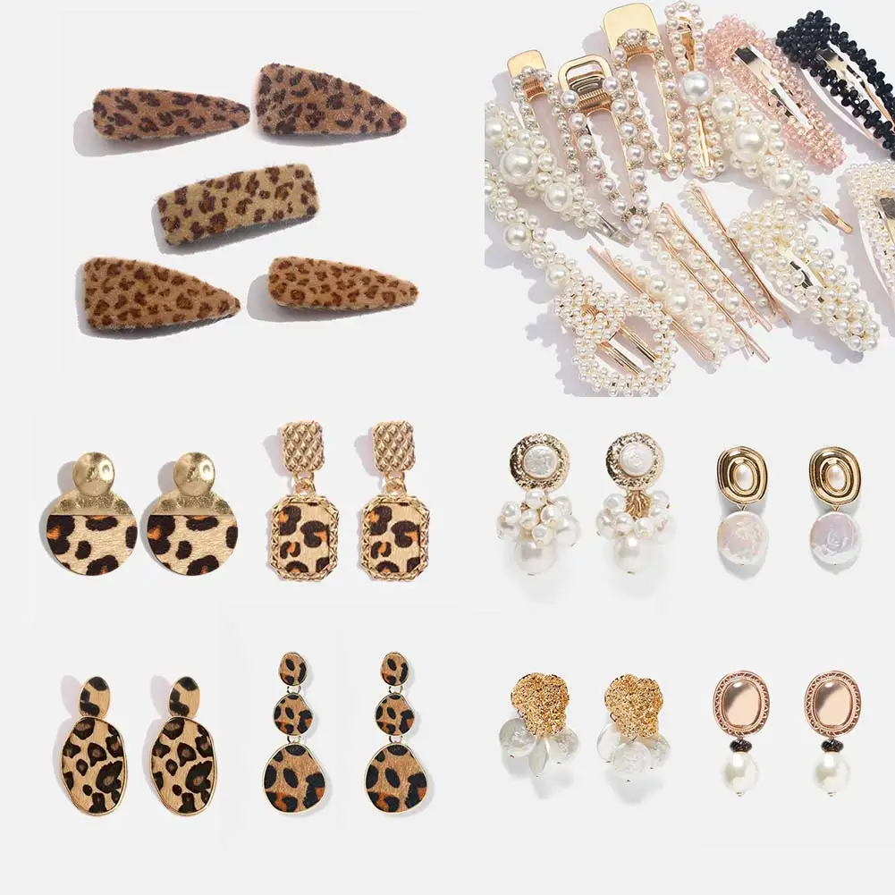 

JUST FEEL ZA Elegant Simulated Pearl Dangle Earrings For Women Girl Vintage Leopard Punk Statement Long Drop Earring Jewelry New