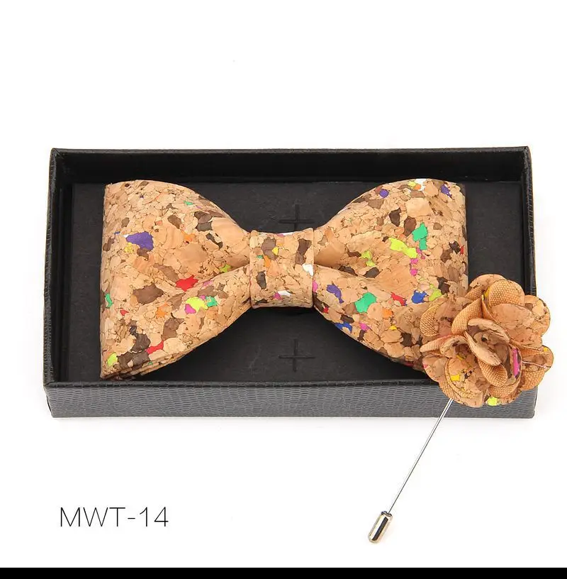 

2019 New Fashion Personality Casual Men's Creative Wooden Wood Cork Trendy Casual Bow Tie Wooden Chest Flower Two-piece