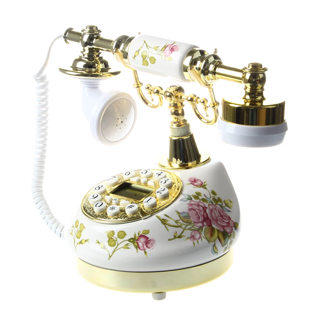 

Antique Designer Phone nostalgia telescope vintage telephone ceramic MS-9100 Floral Corded Phone