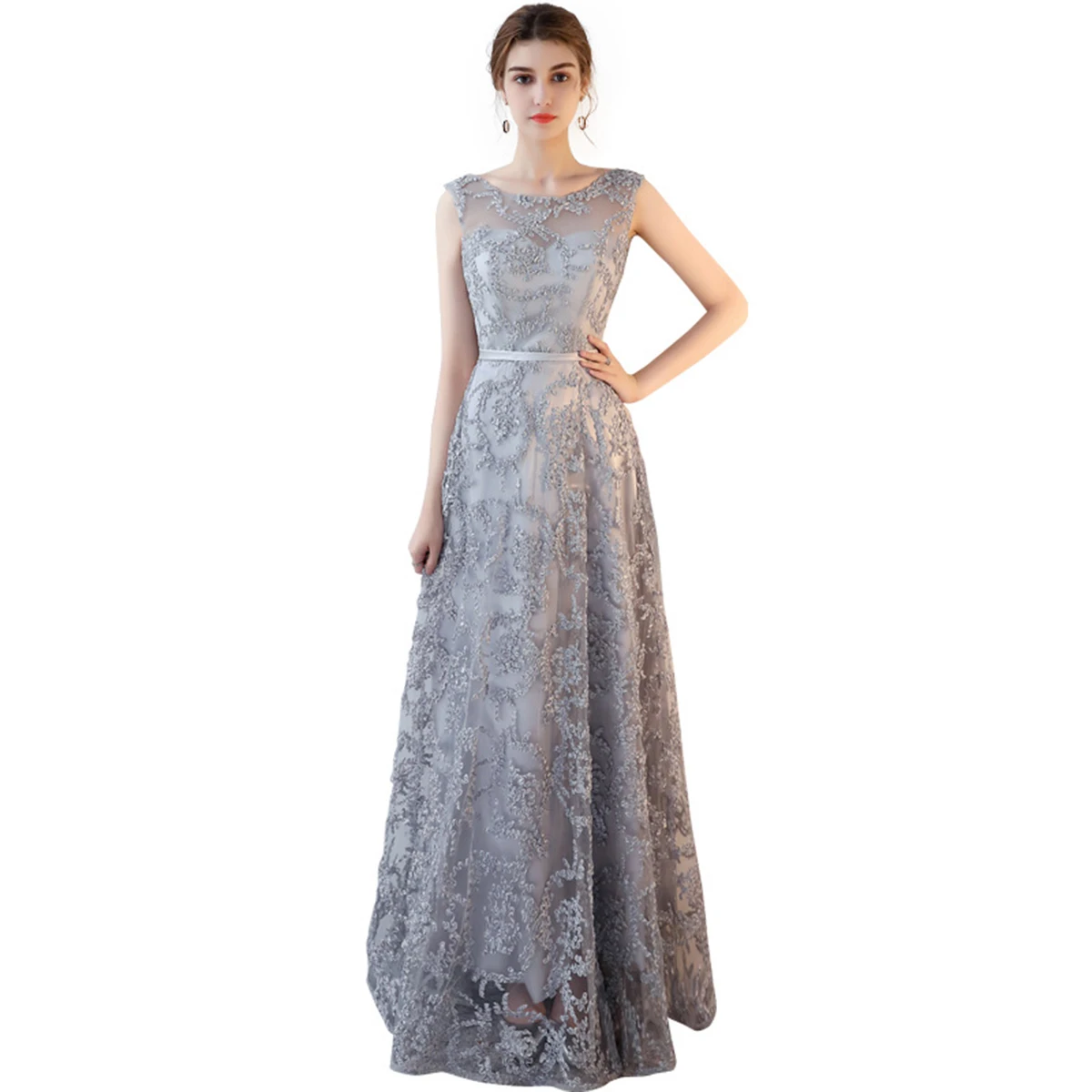 

Long Party Dresses Evening Gown Formal Dress Women A Line Formal Maxi Long Prom Wedding Party Dress Women Elegant Floral Lace