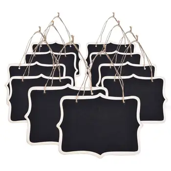 

10pcs Mini Chalkboards Signs Hanging Blackboard Rectangle Message Board Double Sided for Weddings, Kids Crafts, Garden Favors
