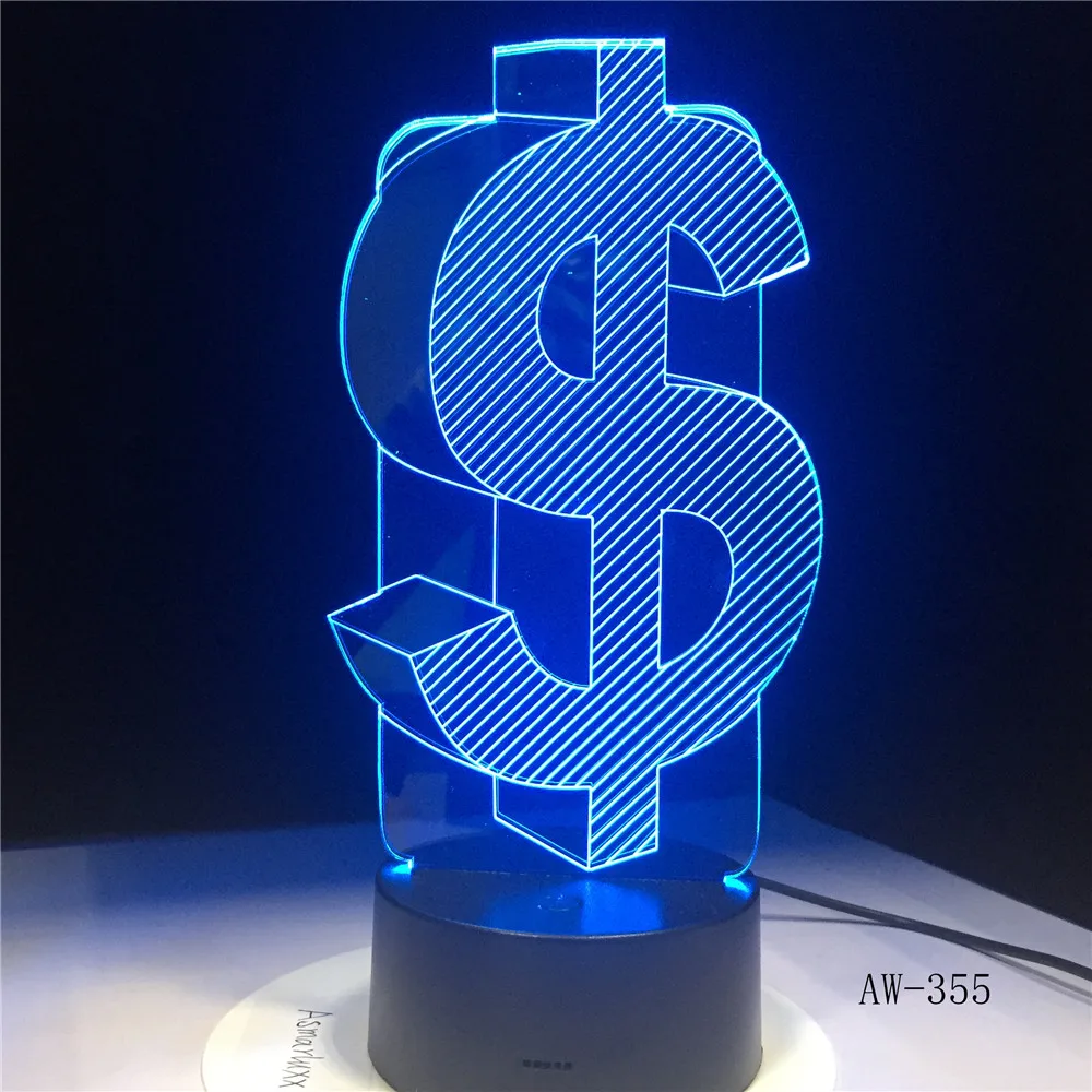 Новинка 3D знак доллара USD домашний Декор лампа вспышка Вечеринка атмосфера Luminarias