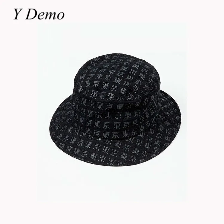 

Japanese Dark Gothic Tokyo Printing Men Women Lovers Bucket Hats Modern Brief Hats