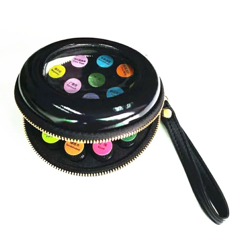 زيت طبيعي حقيبة التخزين 19 المقصورات جولة برغر زيت طبيعي حالة المنظم 1 ml 2 ml المتداول زجاجة المحمولة الحاويات