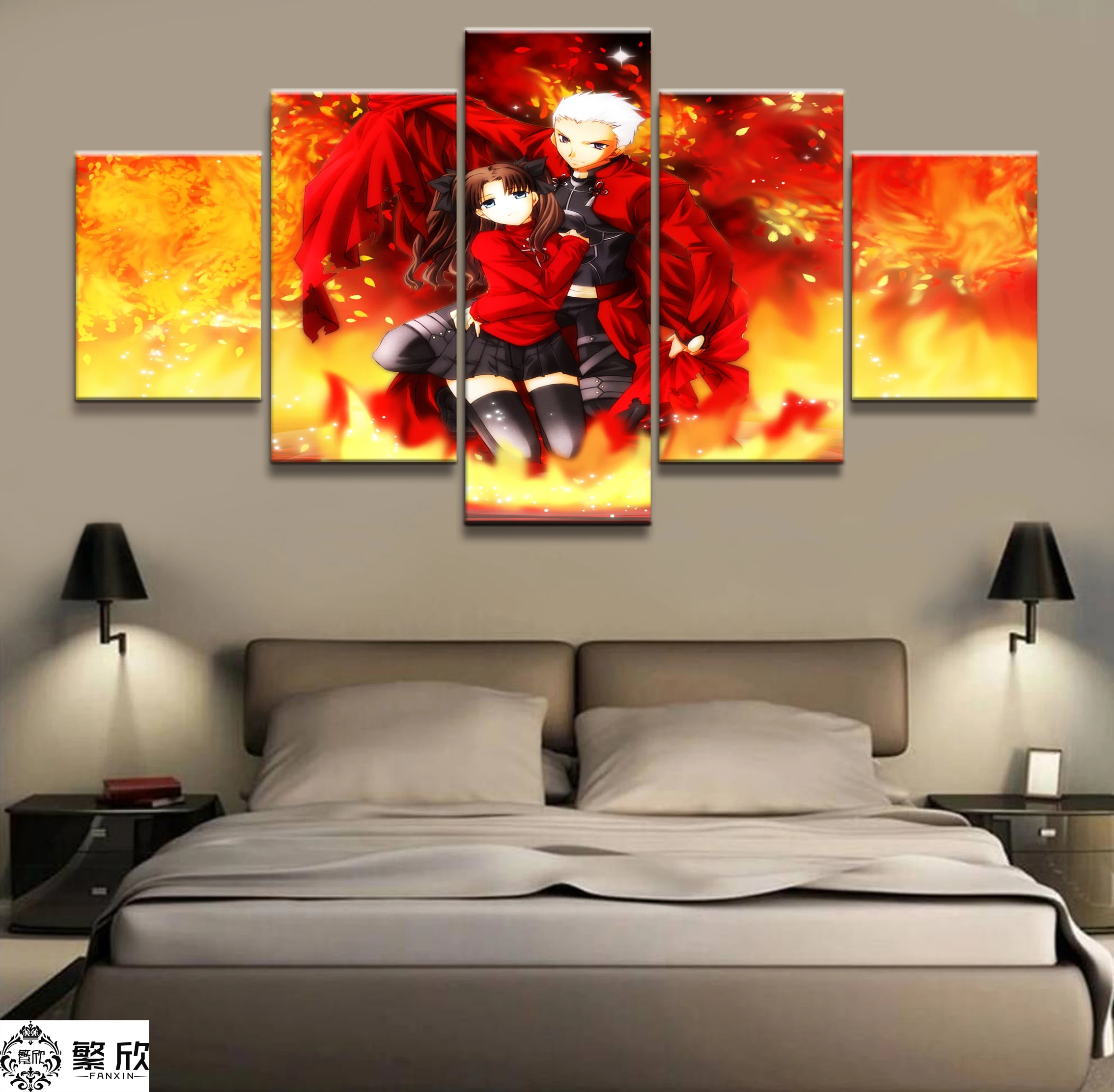 

Home Decor Modular Canvas Picture 5 Piece Rin Tohsaka Fate Stay Night Animation Painting Poster Wall For Home Canvas Wholesale