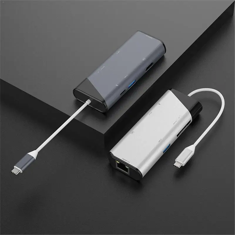 Type-c концентратор конвертер HDMI + гигабитный кабель USB-C зарядка SD/TF кардридер мобильный телефон компьютерные принадлежности