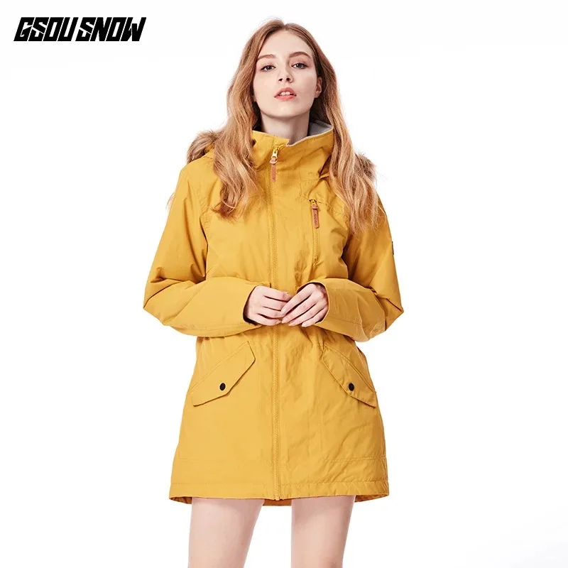 GSOU الثلوج تنفس سترة مضادة للماء جديد تزلج القطن معاطف صامد للريح تزلج الإناث Antipilling على الجليد الدافئة رشاقته جاكيتات