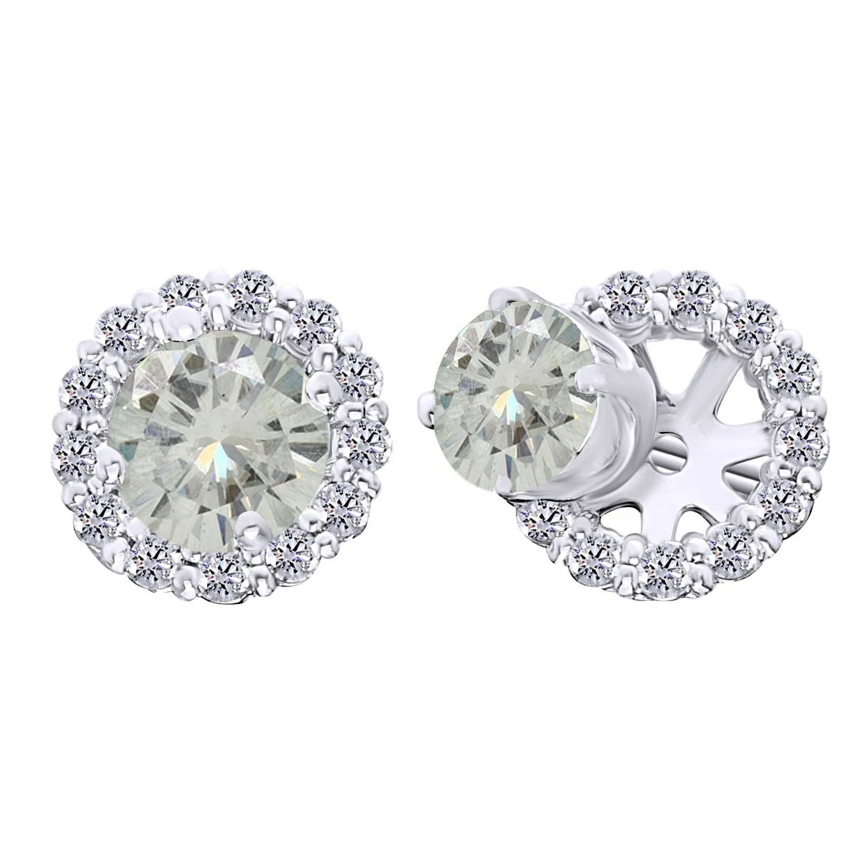10 k White Gold 4 75 ct муассанит Prong шпильки и серьги Halo куртки|Серьги| |