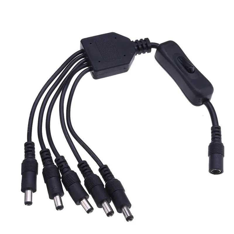 CLAITE DC12V 5.5*2.1mm 1 Female to 5 Male Way Splitter Connector with Switch for CCTV Camera LED Strip Light | Аксессуары для