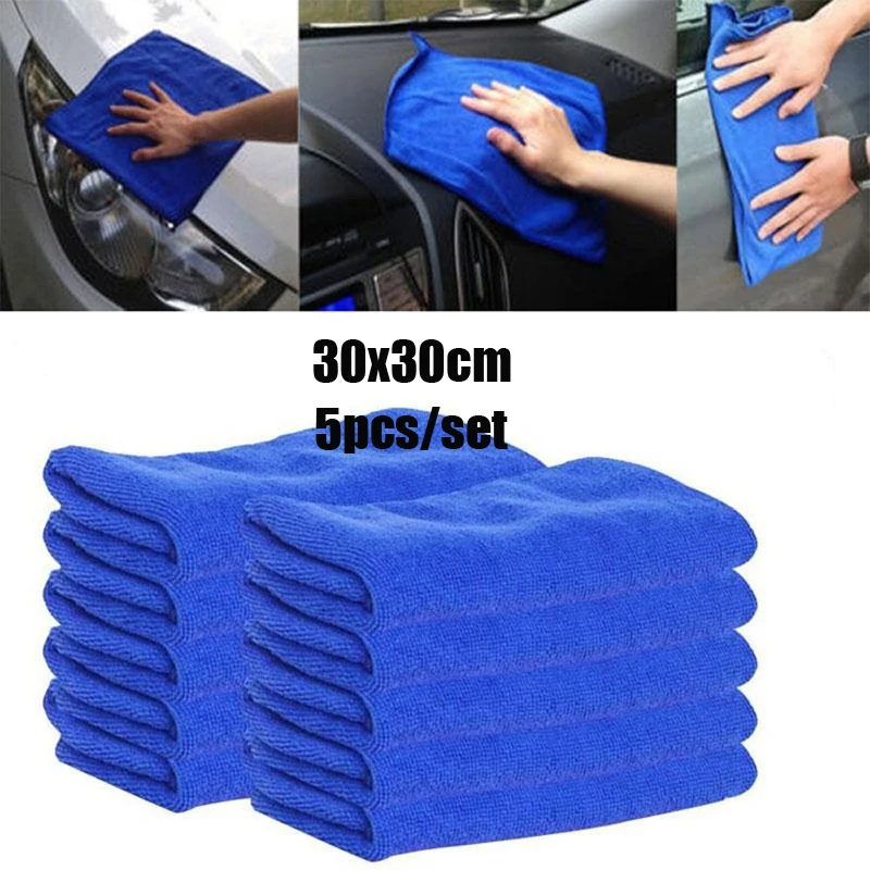 5pcs/set Car Washing Cloth Washing Cloth Towel Duster Blue Soft