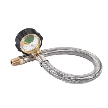 

12" 1/4" NPT RV Propane Hose With Pigtail Hose Connector Stainless Steel Braided Hose For Standard Two-Stage Regulator