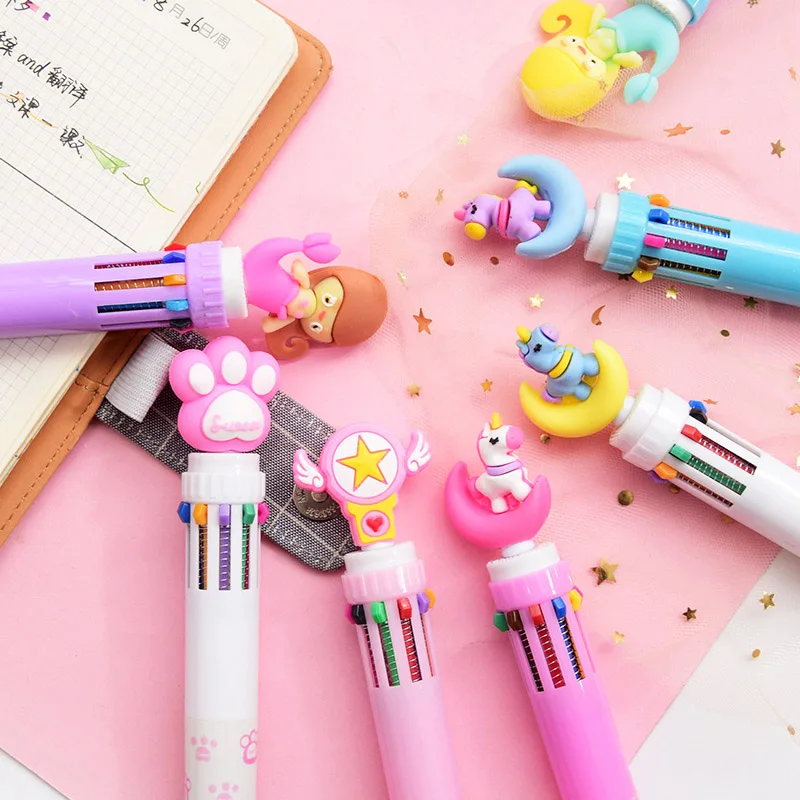 Многофункциональная 6 в 1 красочная Шариковая ручка Kawaii Единорог многоцветная